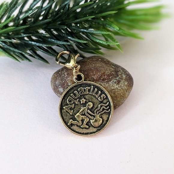 2 for $15 |  Aquarius Antique Gold Metal Charm | Brand New - Picture 1 of 6